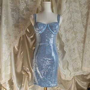 Light Blue Disco Ball Mini Dress
